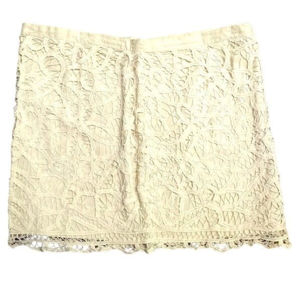 Gap Beige Netted Mini Skirt with Lining 100% Cotton Sz Lg - Picture 1 of 8